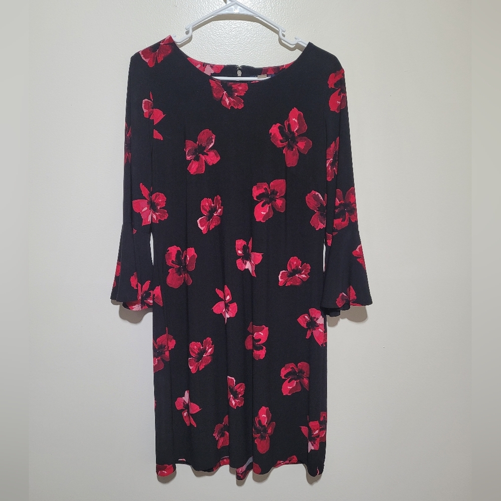 Tommy Hilffiger Floral Black and Red Dress Size 12‎